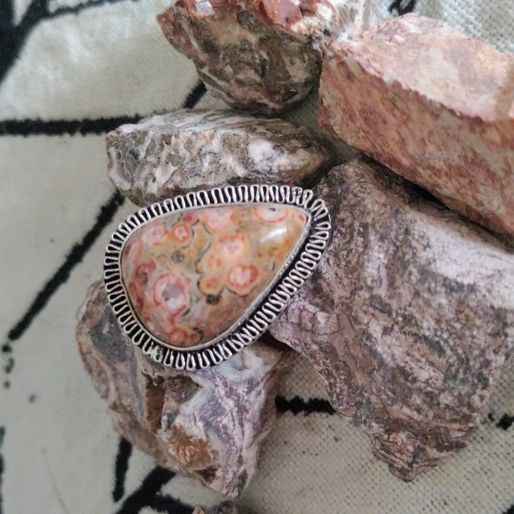 Leopard Skin Jasper & Sterling Silver Ring